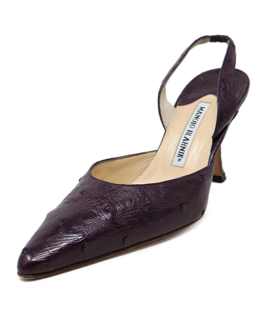 Manolo Blahnik Purple Ostrich Leather Slingbacks sz 6 - Michael's Consignment NYC