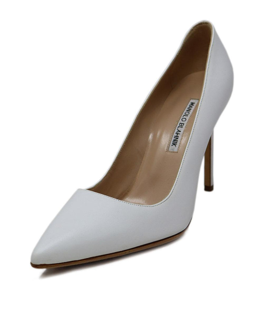 Manolo Blahnik White Leather Heels sz 10 - Michael's Consignment NYC