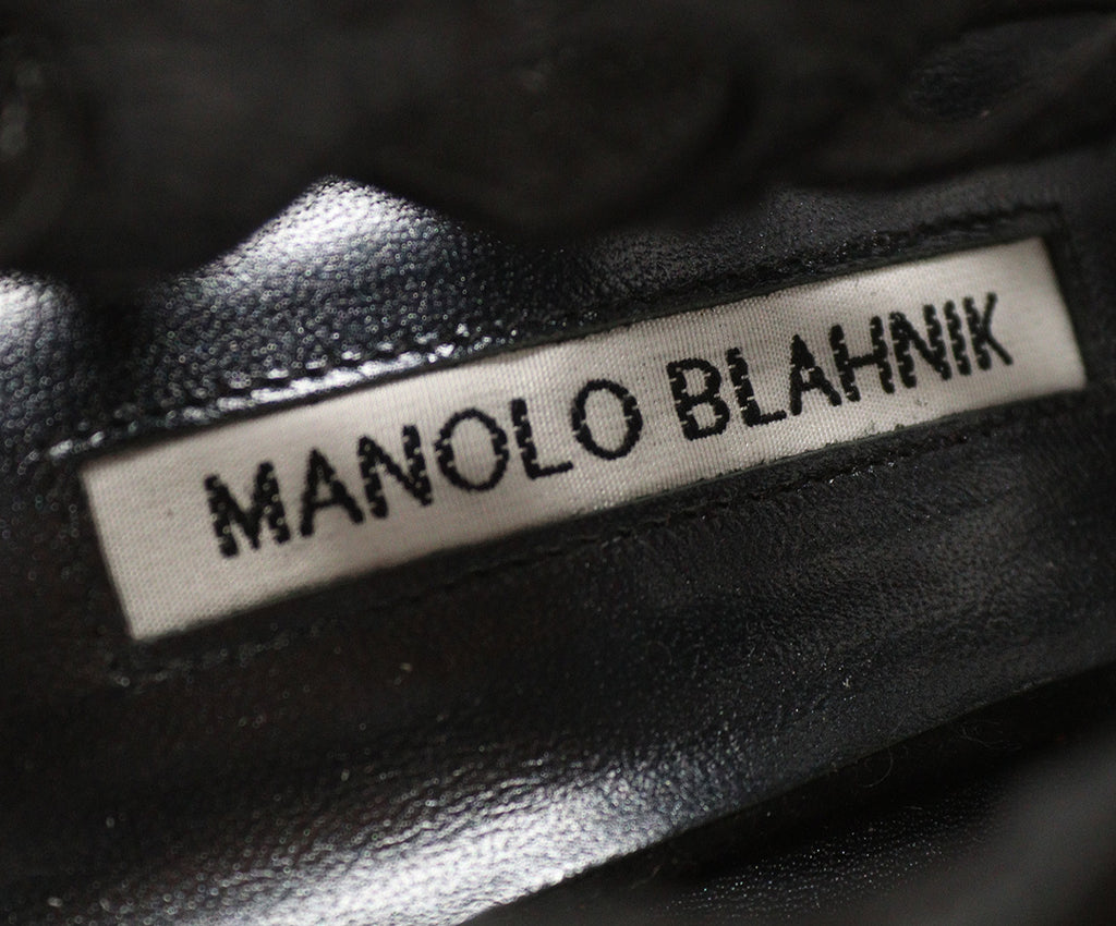 Manolo Blahnik Black Suede Cutwork Heels 4