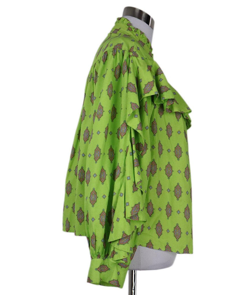 Manoush Lime Green & Pink Print Cotton Blouse sz 4 - Michael's Consignment NYC