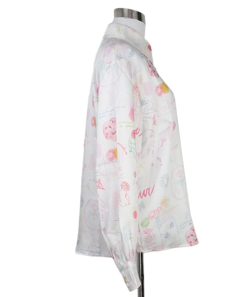 Manoush White & Multicolor Print Blouse sz 4 - Michael's Consignment NYC