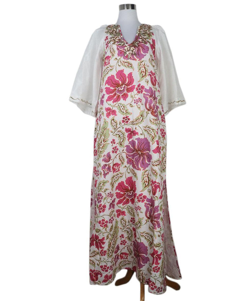 Manoush White Floral Print Dress w/ Sequin Trim sz 4 - Michael's Consignment NYC