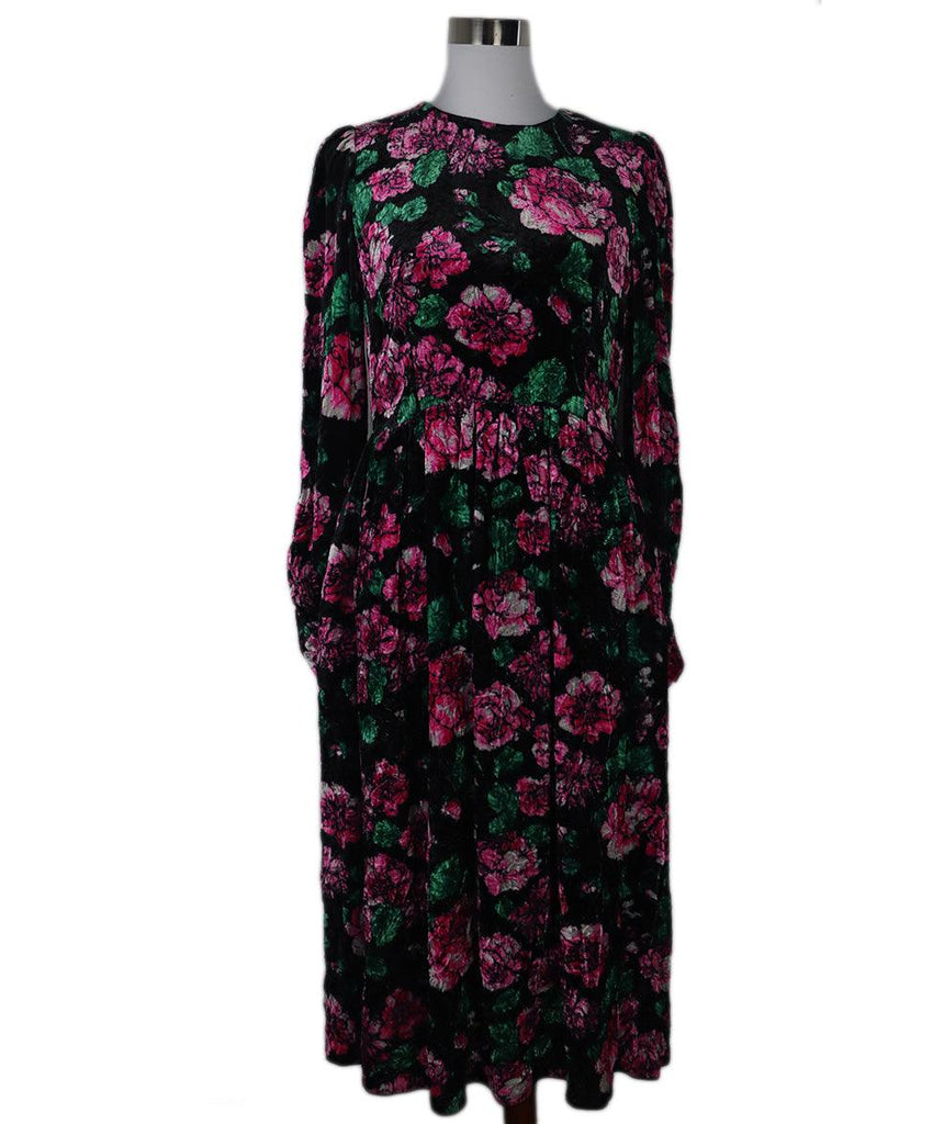 Marc Jacobs Black Multicolor Floral Velvet Dress sz 4 - Michael's Consignment NYC