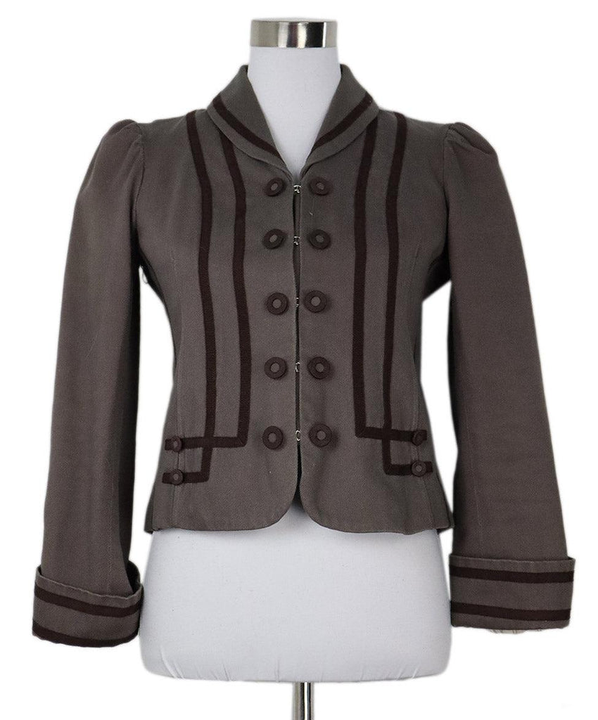 Marc Jacobs Olive & Brown Trim Blazer sz 8 - Michael's Consignment NYC