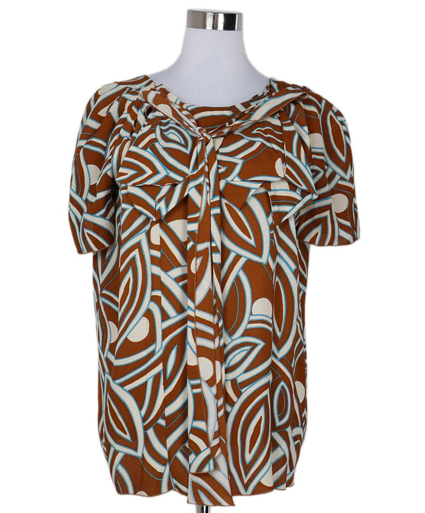 Marni Rust White & Blue Print Top sz 4 - Michael's Consignment NYC