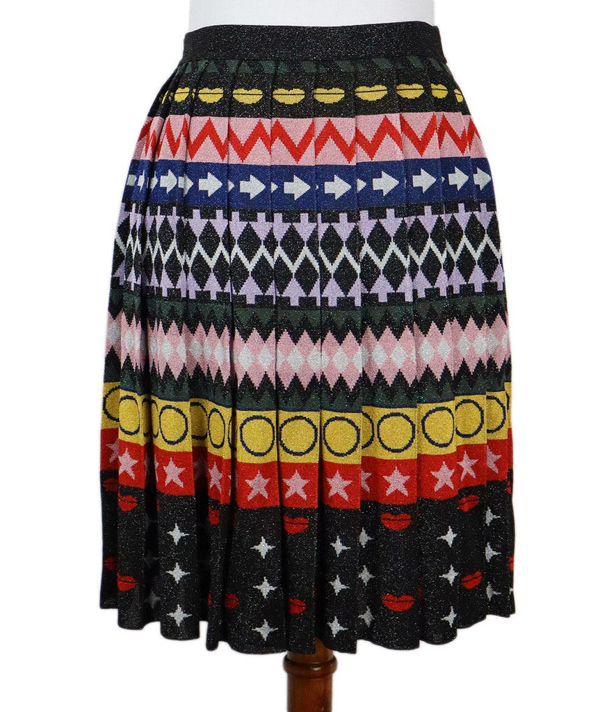 Mary Katrantzou Black & Multicolor Pleated Skirt sz 4 - Michael's Consignment NYC