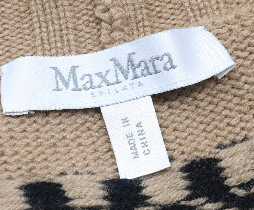 Max Mara Tan Printed Wool Cardigan Sz 14 - Michael's Consignment NYC