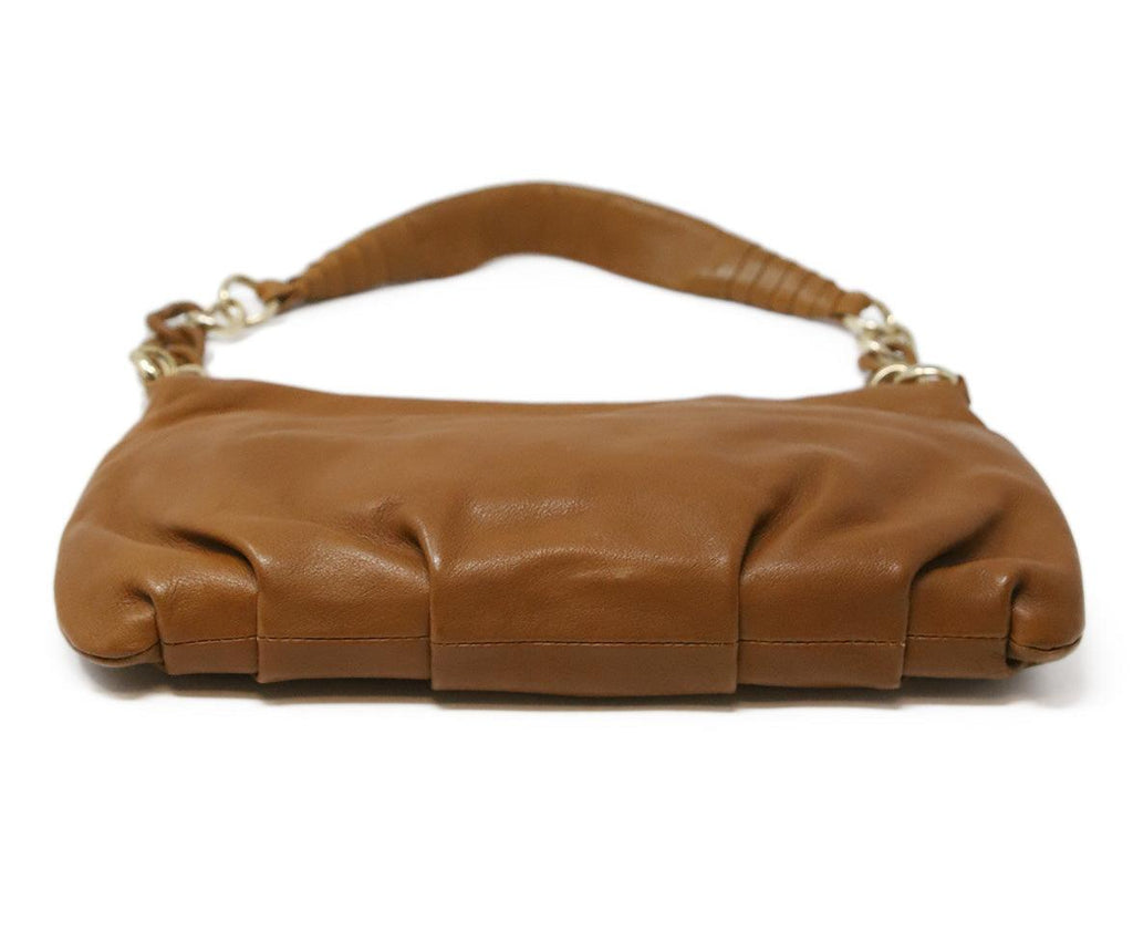 Michael Kors Brown Tan Leather Shoulder Bag with Gold Chain Detail - Michael's Consignment NYC