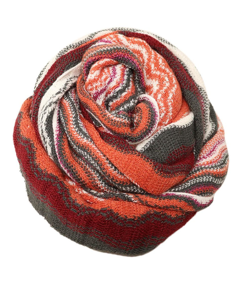 Missoni Orange Brown White Wool Acrylic Knit Scarf - Michael's Consignment NYC