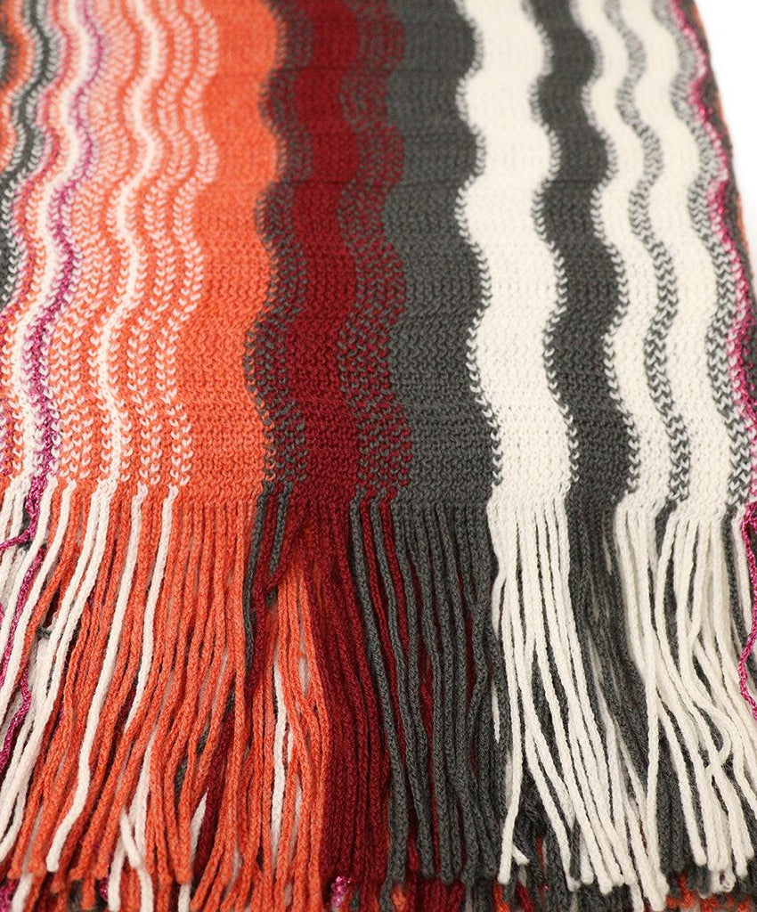 Missoni Orange Brown White Wool Acrylic Knit Scarf - Michael's Consignment NYC