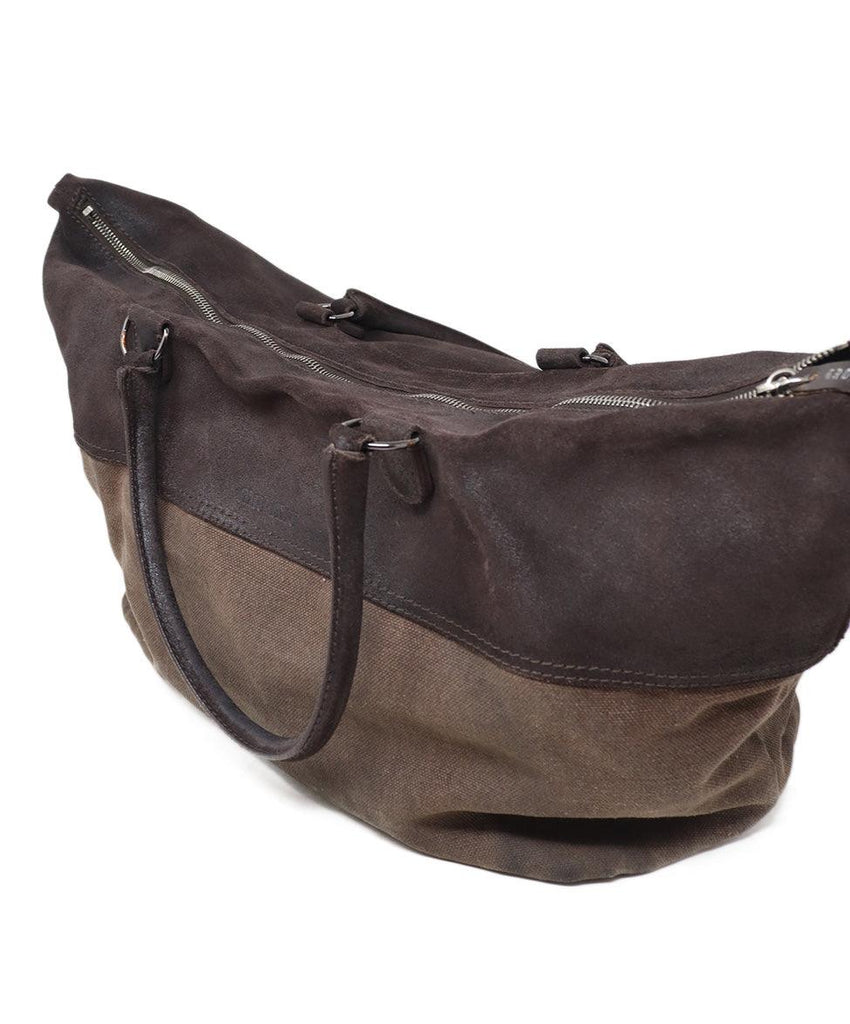 Miu Miu Brown Leather Canvas Tote - Michael's Consignment NYC