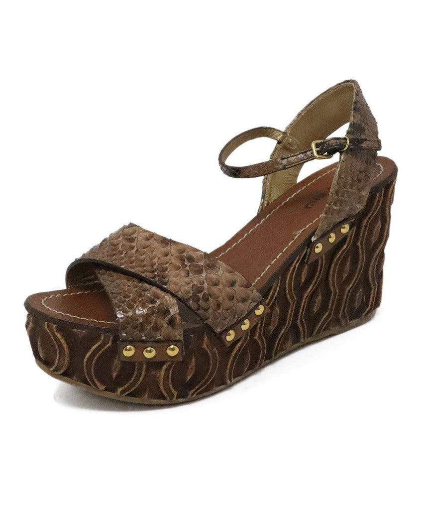 Miu Miu Brown Python Wooden Wedges sz 8 - Michael's Consignment NYC