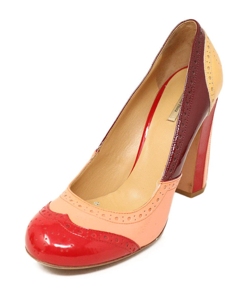 Miu Miu Red & Peach Patent Leather Heels sz 38.5 - Michael's Consignment NYC