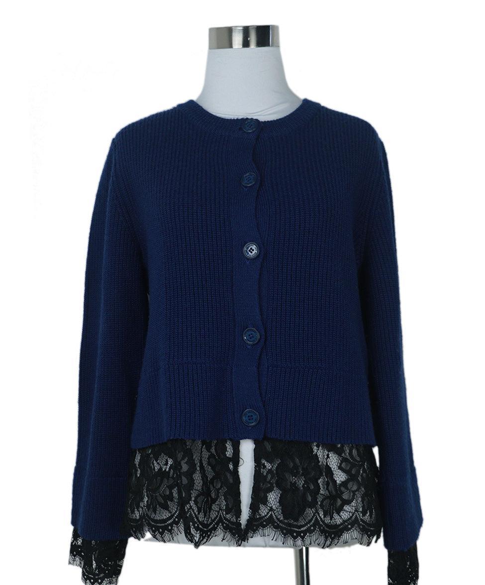 ニコ　904540 Moschino Love Blue & Black Lace Cardigan sz 6 l Michael's Luxury