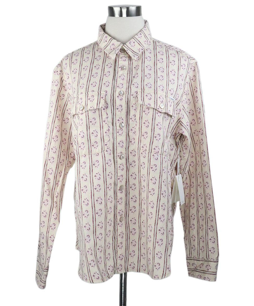 Mother Beige & Burgundy Print Shirt Sz 8 - Michael's Consignment NYC