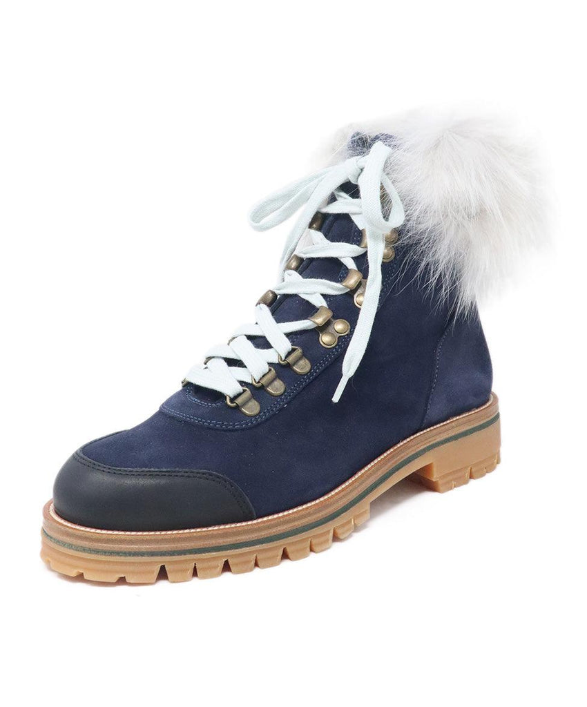 Mr.& Mrs. Italy Navy Suede & Fur Booties sz 8 - Michael's Consignment NYC
