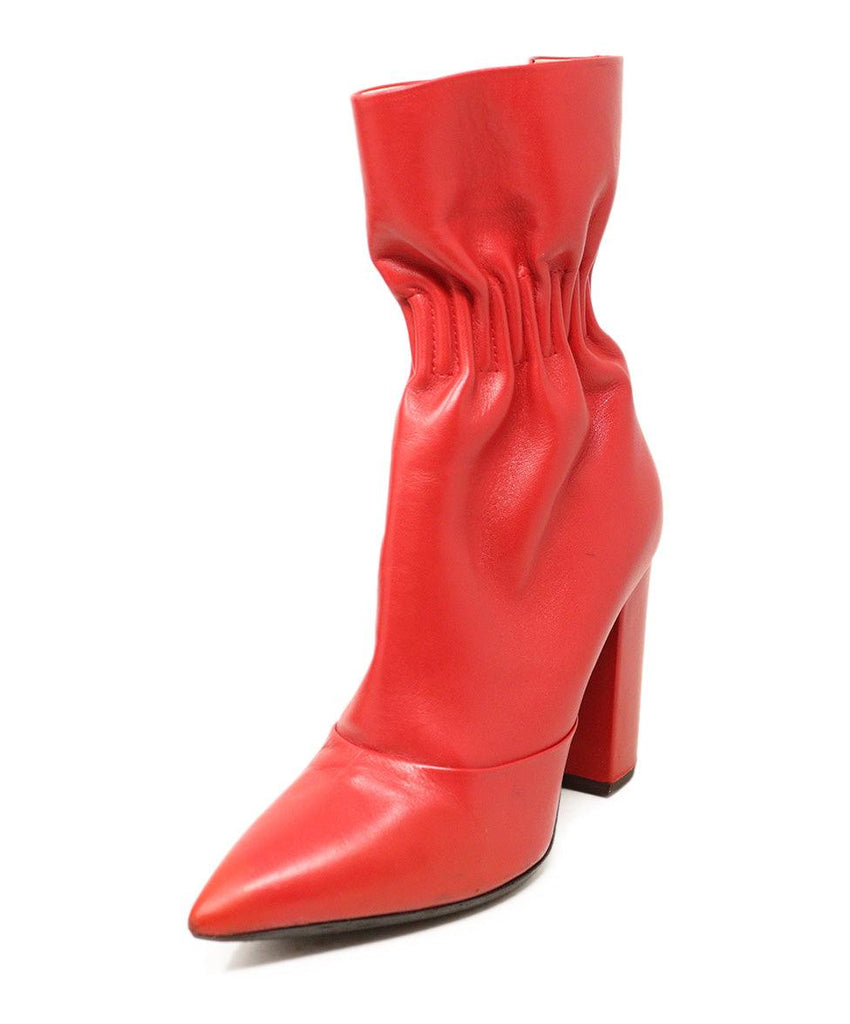 Msgm Red Leather Gathered Booties sz 38 - Michael's Consignment NYC
