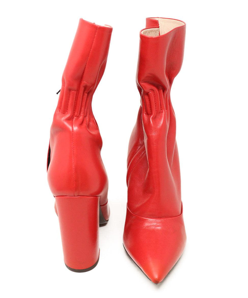 Msgm Red Leather Gathered Booties sz 38 - Michael's Consignment NYC