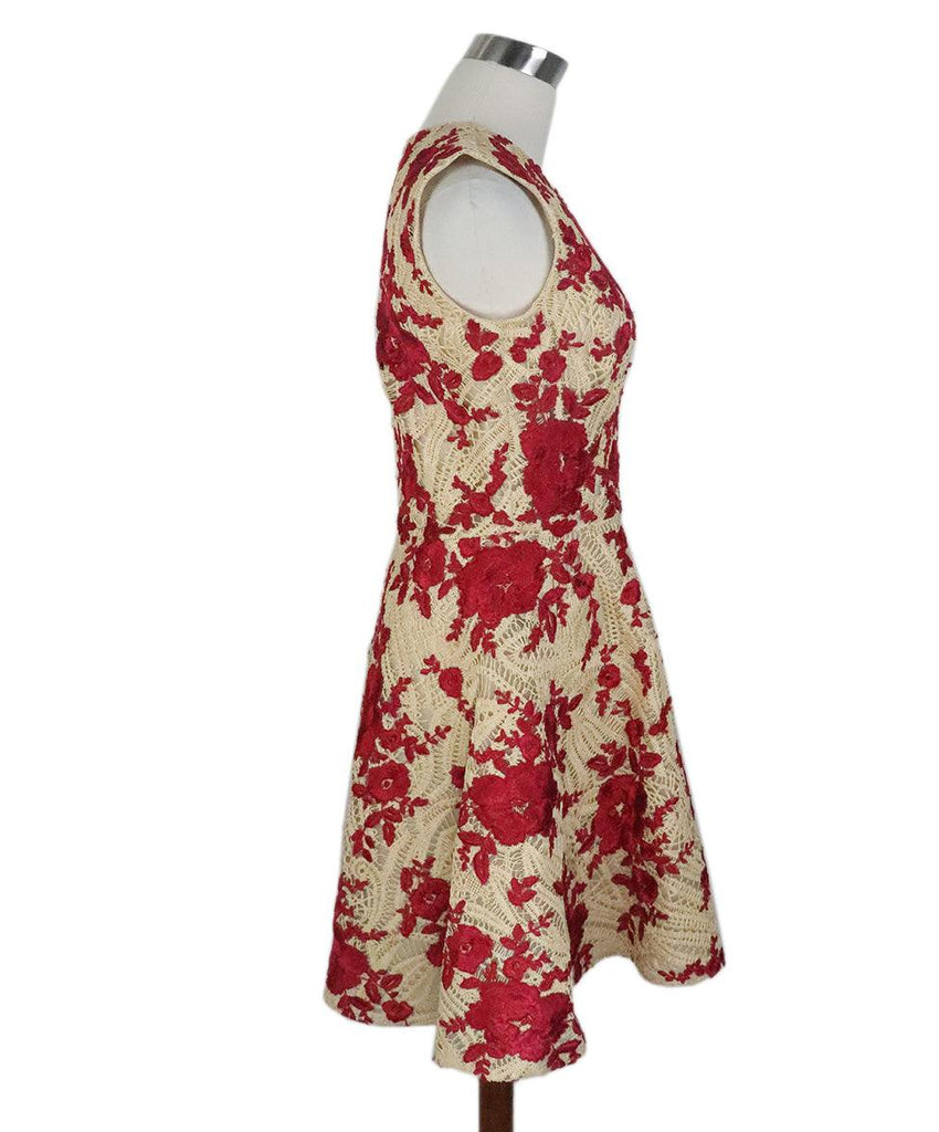 Naeem Kahn Beige Red Raffia Embroidery Dress sz 6 - Michael's Consignment NYC