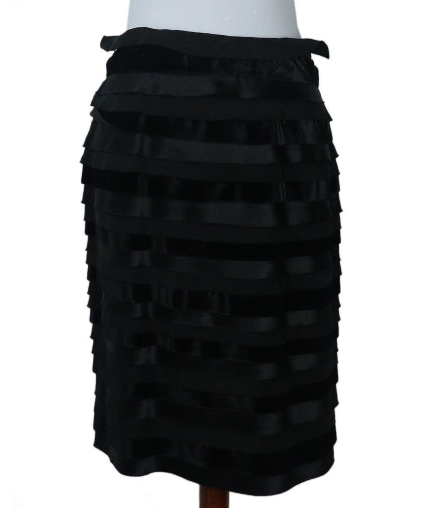 Oscar De La Renta Black Silk & Velvet Skirt sz 8 - Michael's Consignment NYC