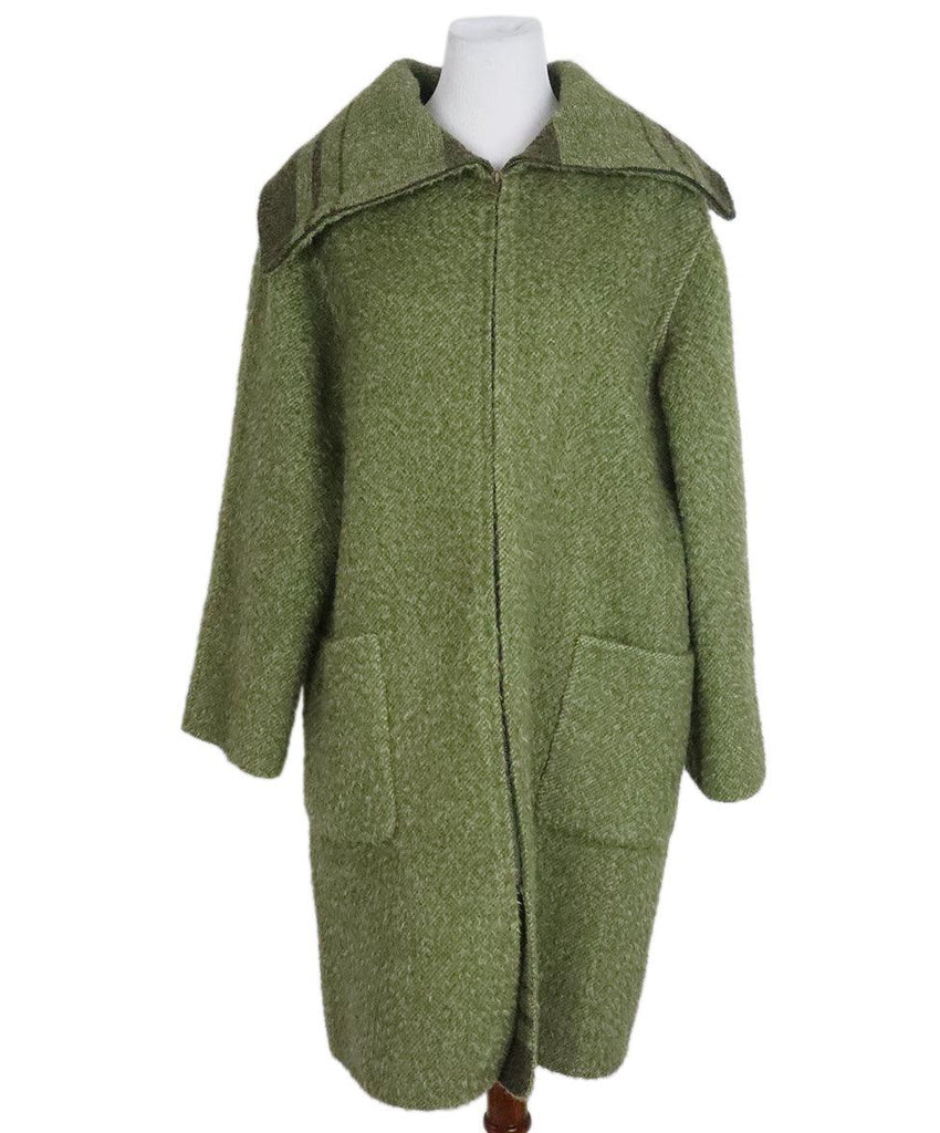 Oscar de la Renta Green Wool Coat sz 10 - Michael's Consignment NYC
