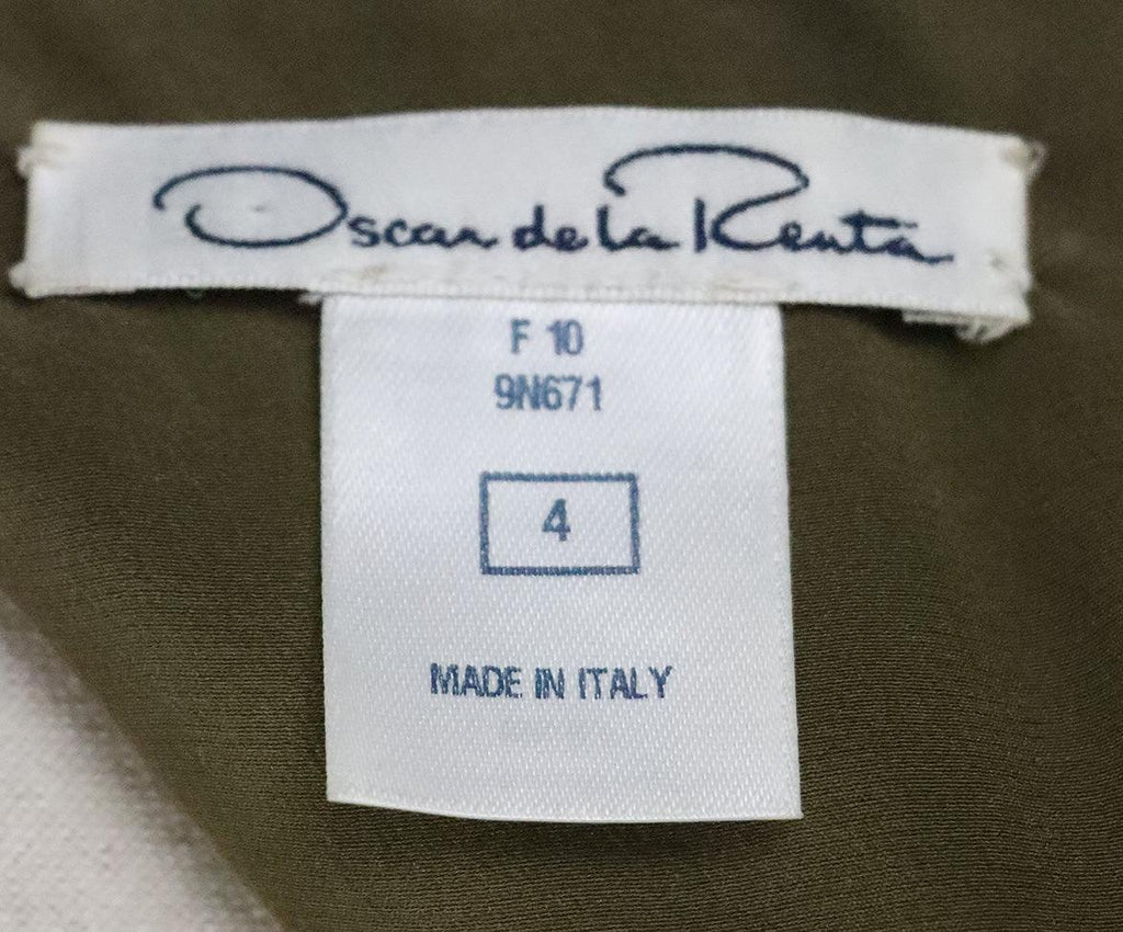 Oscar De La Renta Olive Multicolor Silk Dress sz 4 - Michael's Consignment NYC