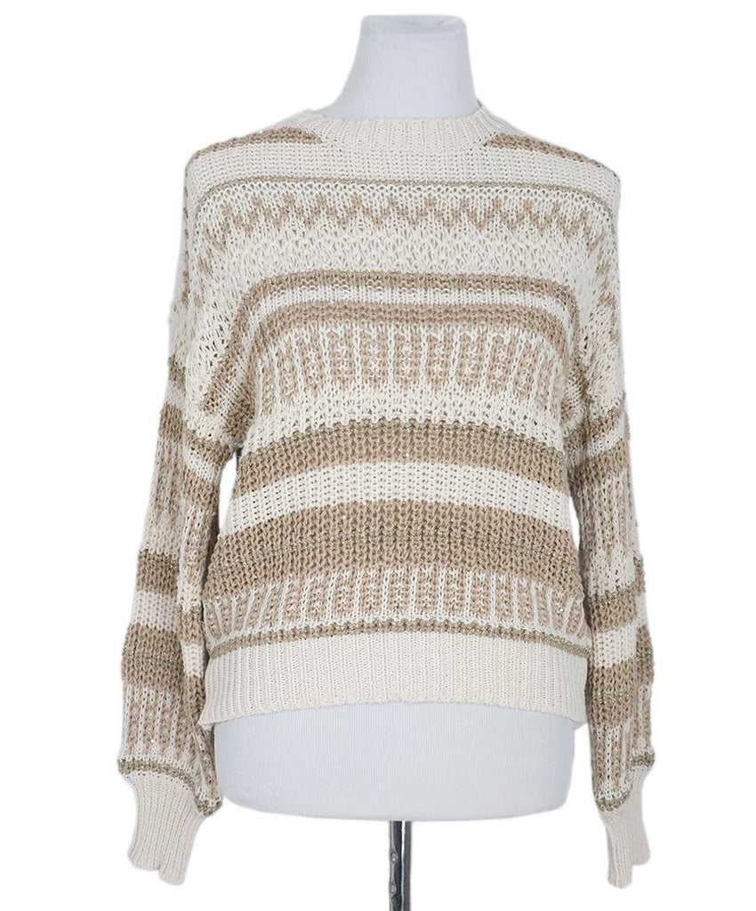 Peserico Ivory & Tan Sequin Sweater sz 4 - Michael's Consignment NYC