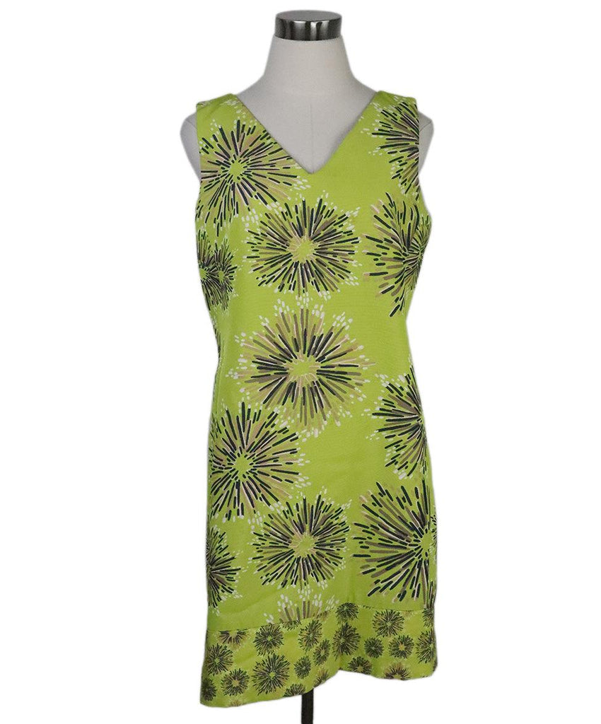 Piazza Sempione Lime Green Printed Dress sz 8 - Michael's Consignment NYC
