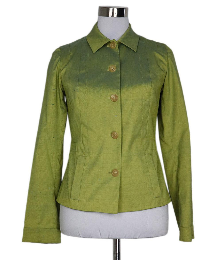 Piazza Sempione Lime Green Silk Blazer sz 6 - Michael's Consignment NYC