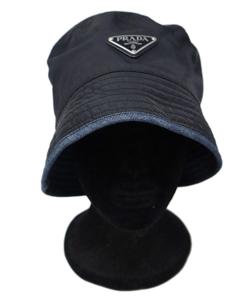 Prada Black Nylon & Blue Denim Reversible Bucket Hat - Michael's Consignment NYC