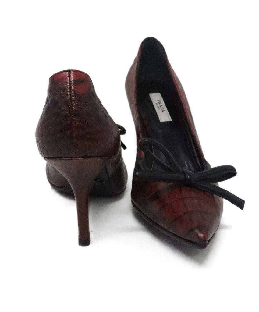 Prada Burgundy & Black Pressed Leather Heels sz 9 - Michael's Consignment NYC
