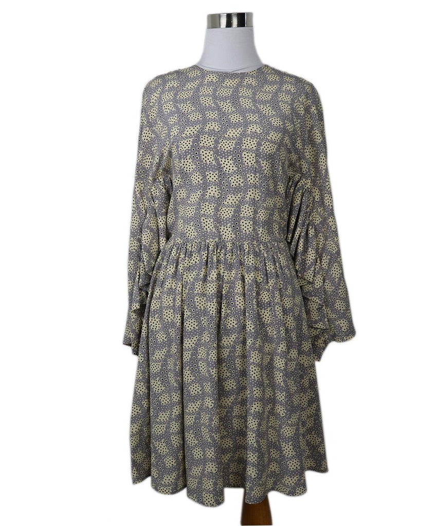 Prada Ivory & Grey Print Silk Dress sz 2 - Michael's Consignment NYC