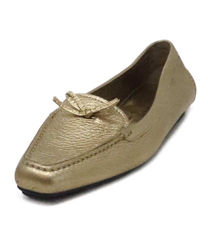 Prada Metallic Gold Leather Loafers sz 7.5 - Michael's Consignment NYC
