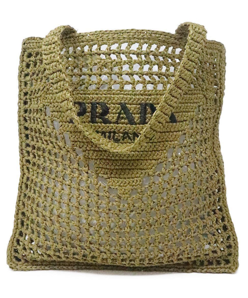 Prada Olive Green Raffia Tote - Michael's Consignment NYC