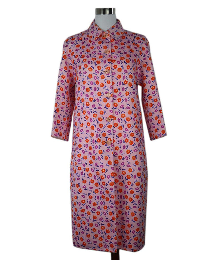 Prada Purple & Orange Floral Print Wool Coat sz 4 - Michael's Consignment NYC