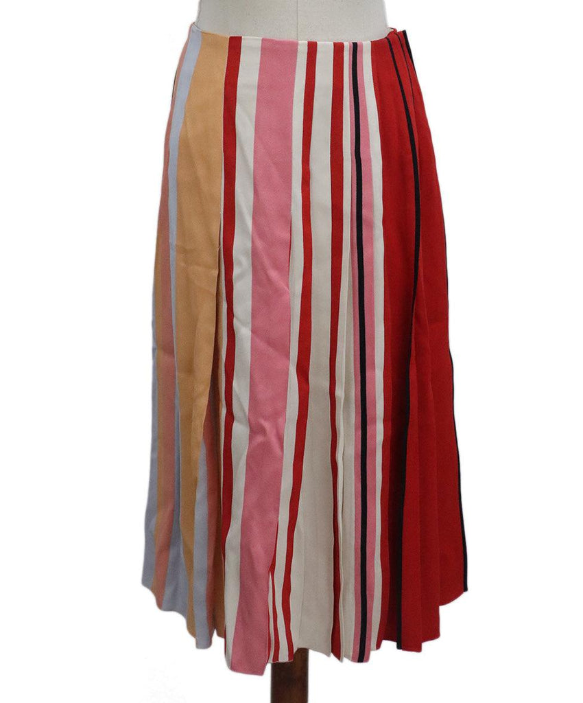 Prada Red & White Striped Pleated Skirt sz 4 - Michael's Consignment NYC