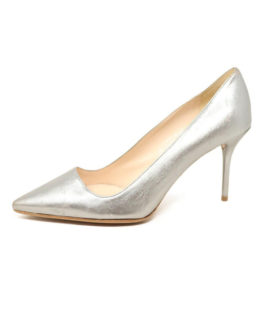 Prada Silver Leather Heels sz 39 - Michael's Consignment NYC