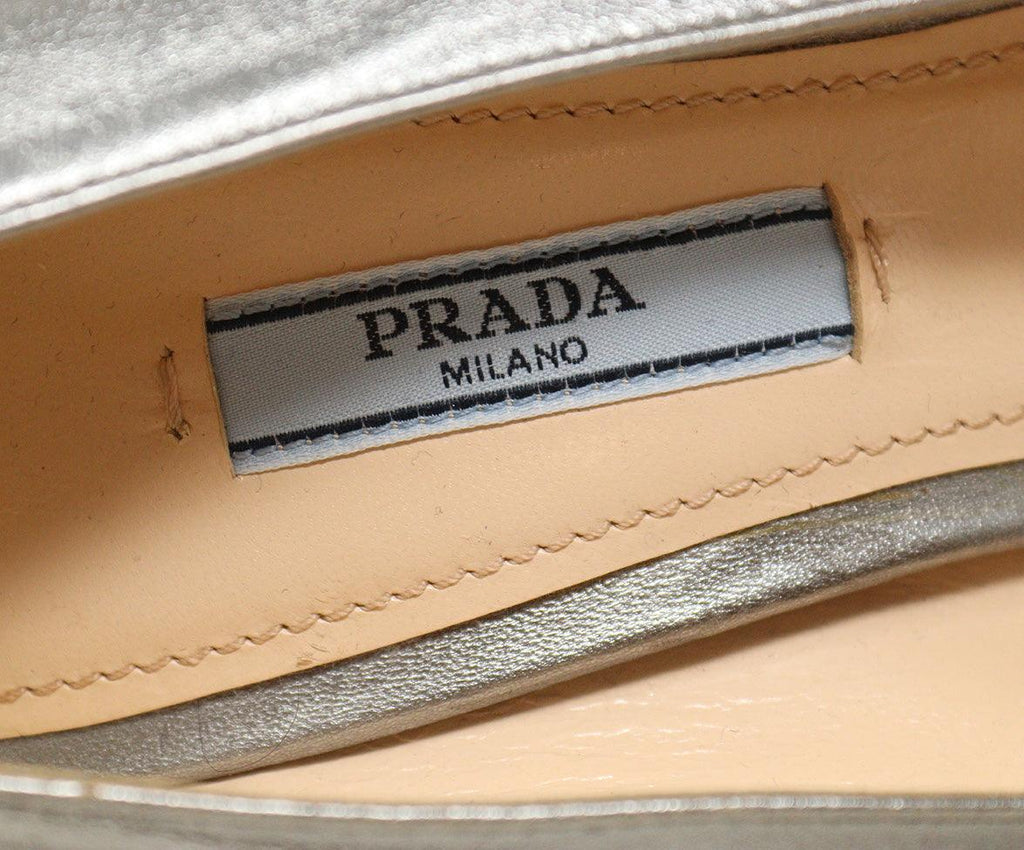 Prada Silver Leather Heels sz 39 - Michael's Consignment NYC