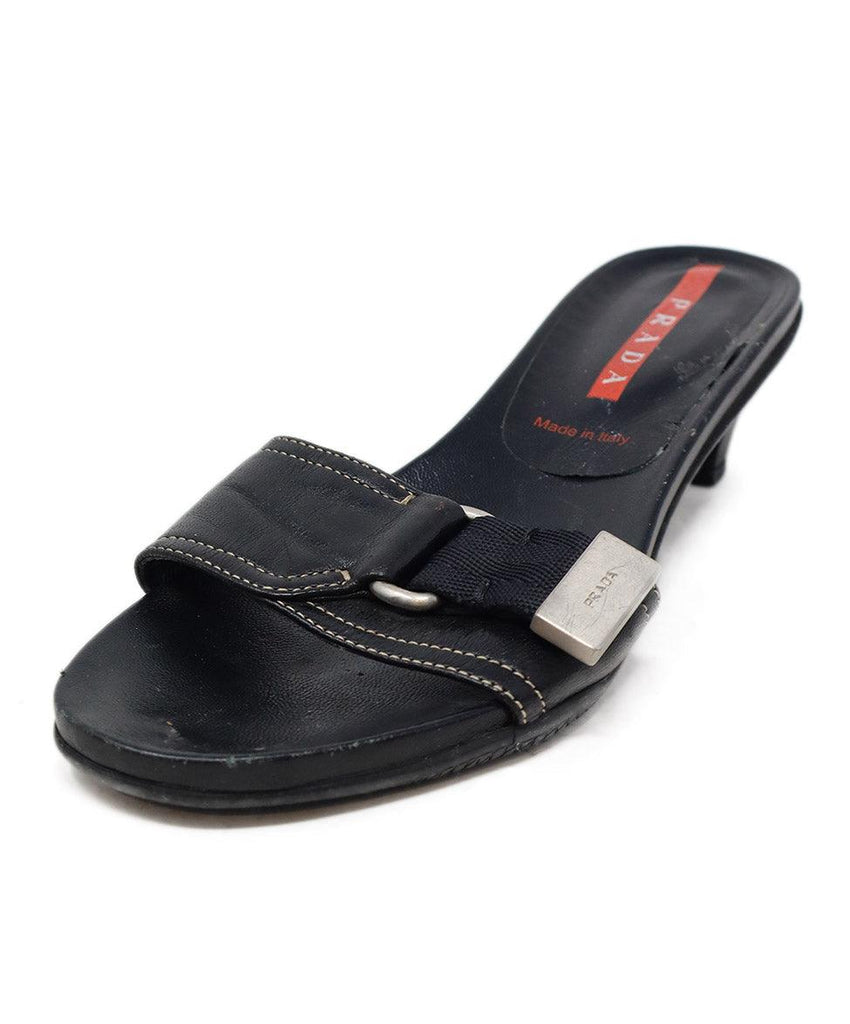 Prada Sport Black Leather Sandals sz 7 - Michael's Consignment NYC