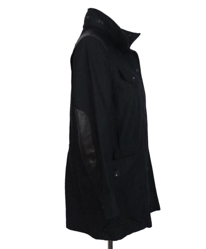 Rag & Bone Black Cotton Coat w/ Leather Trim sz 8 - Michael's Consignment NYC