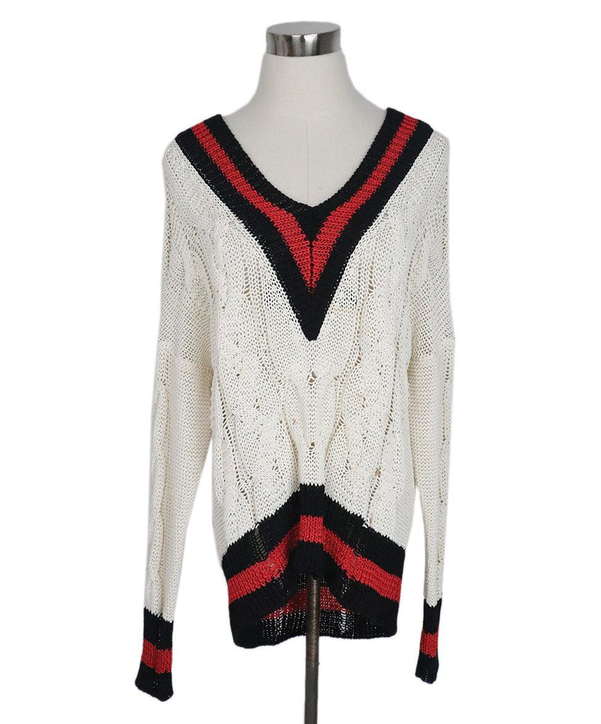 Rag & Bone Ivory Sweater w/ Red & Black Trim sz 6 - Michael's Consignment NYC