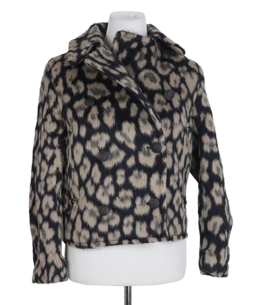Rag & Bone Navy & Beige Animal Print Wool Coat sz 0 - Michael's Consignment NYC