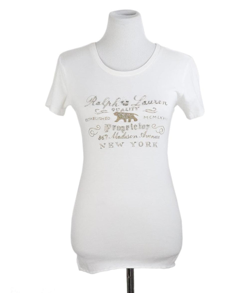 Ralph Lauren White Cotton Embroidered T-Shirt sz 8 - Michael's Consignment NYC