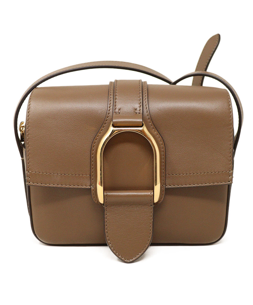 Ralph Lauren Brown Taupe Leather Wellington Handbag 