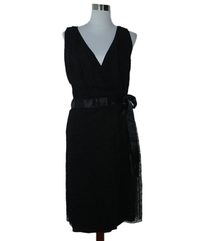 Red Valentino Black Lace & Satin Trim Dress sz 12 - Michael's Consignment NYC