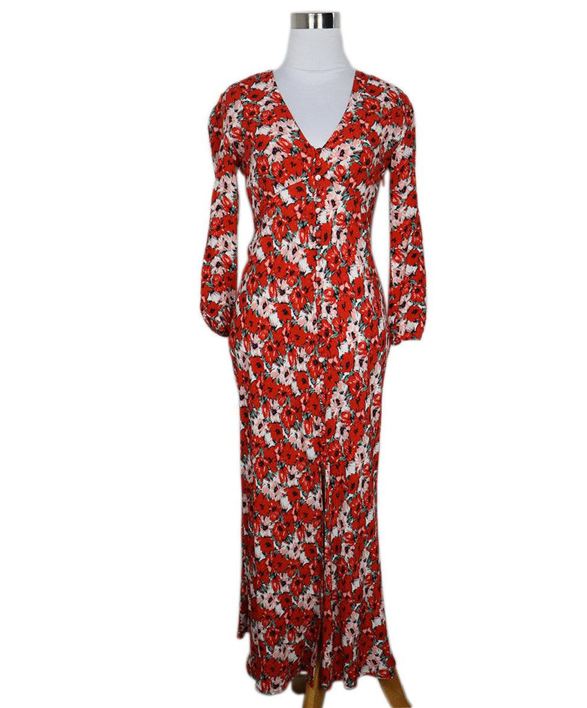 RIXO Red & Pink Floral Print Dress sz 0 - Michael's Consignment NYC