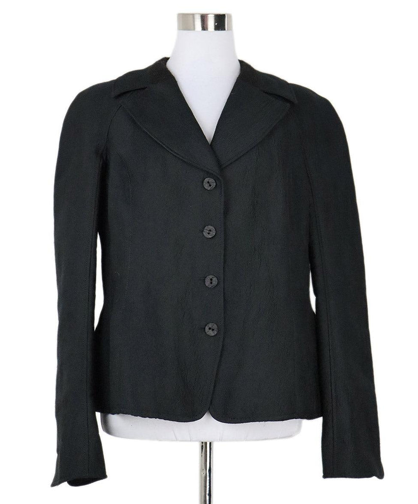 Rochas Black Crepe Textured Jacket sz 8 - Michael's Consignment NYC