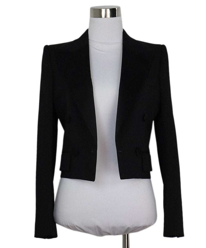 Saint Laurent Black Cropped Tuxedo Jacket sz 6 - Michael's Consignment NYC
