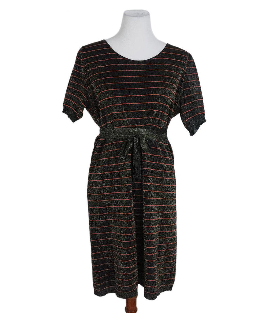 Sonia Rykiel Black & Orange Striped Lurex Dress sz 10 - Michael's Consignment NYC