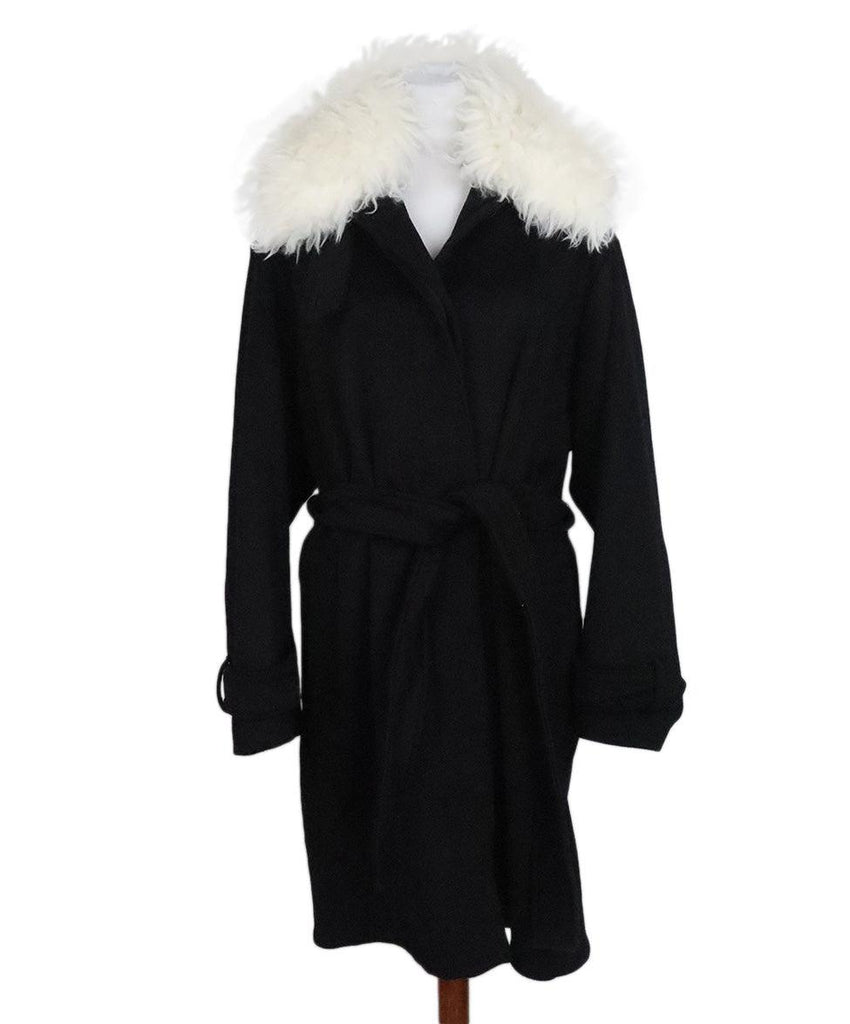 Stella McCartney Black Wool Coat w/ Faux Fur Collar sz 8 - Michael's Consignment NYC